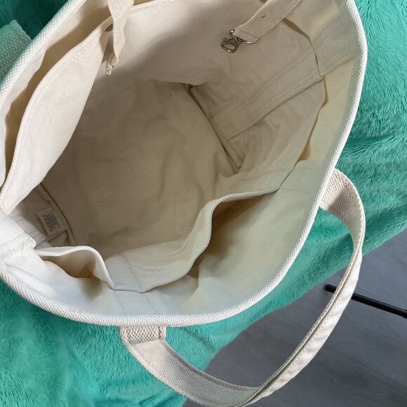 Lands End Durable Canvas Tote Bag Pure Cotton White 62830 - Picture 8 of 13